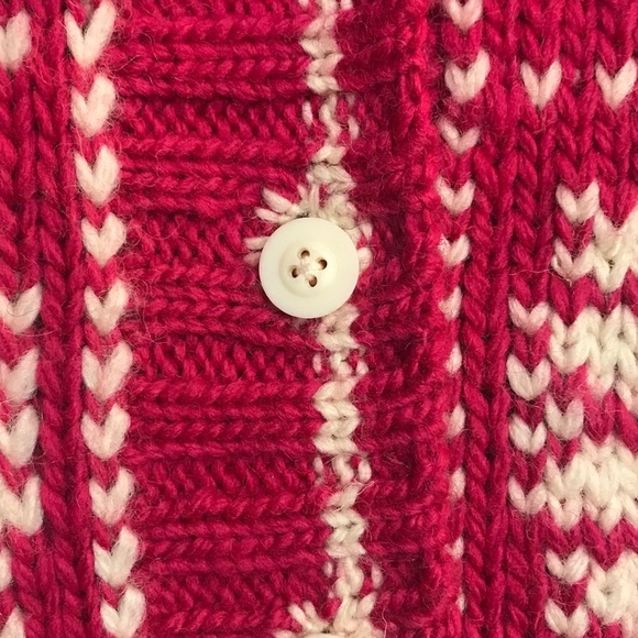 Vintage thick 80s sweater thick warm hot pink boho grammacore grandpa cardigan - Picture 5 of 11